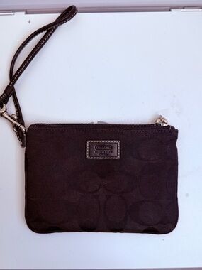 Coach Black Signature Wristlet Pouch Coin Purse